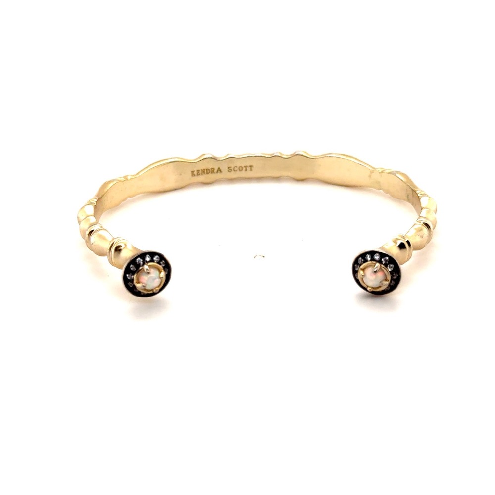 Kendra Scott Gold Tone Cuff Bracelet with Opal and Pavé Crystal Accents